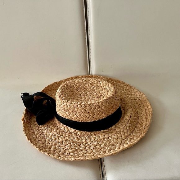 100% Straw Elegant Hat with Black Ribbon main image 7